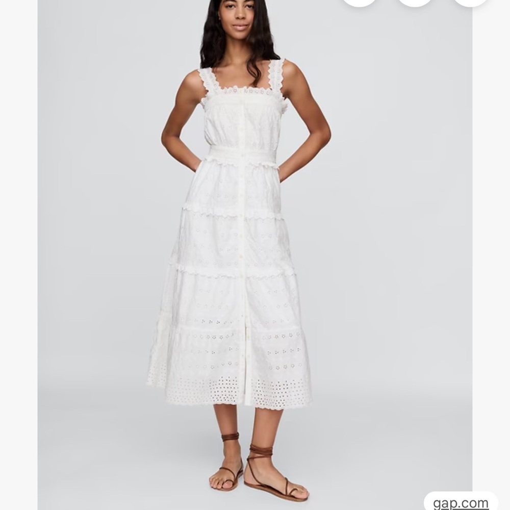 White Eyelet Midi Sundress - Classic Summer Style